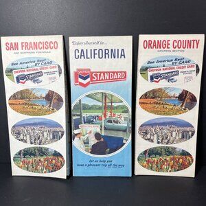 VTG. 1968 Lot Of 3 Chevron Maps Califorina, Orange County, San Francisco USA